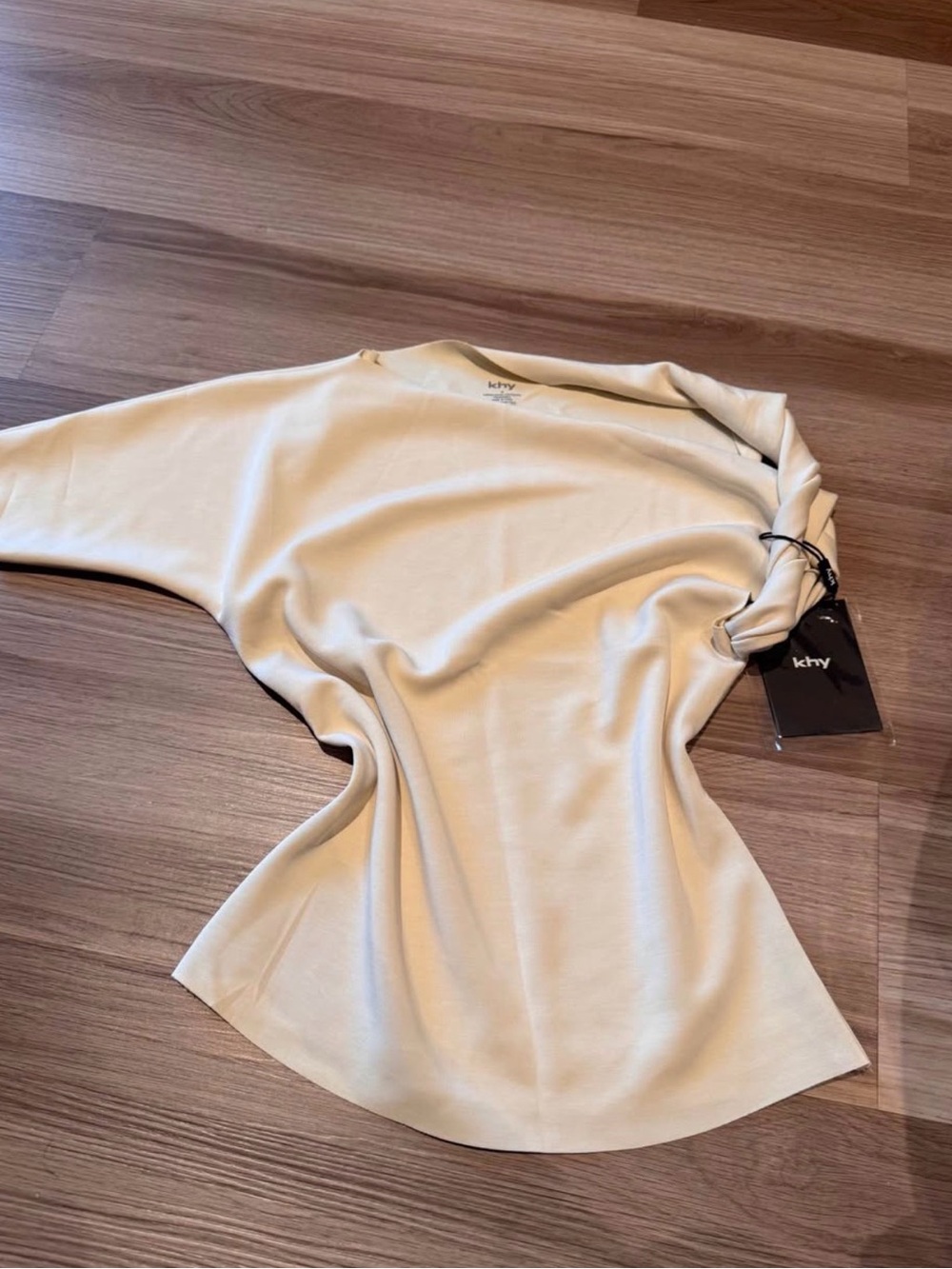 KHY - Soft Cream Women's Top  Minimal Crewneck Blouse